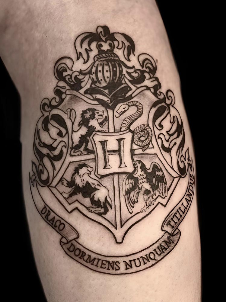 Black And Gray, Lettering And Script, Animal, Harry Potter Tattoo By ...